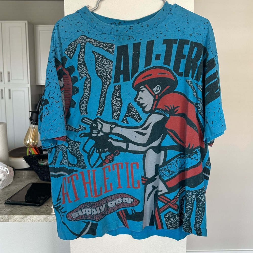 90s AOP All Terrain Athletic Supply Gear Mountain Biking / bmx Tee